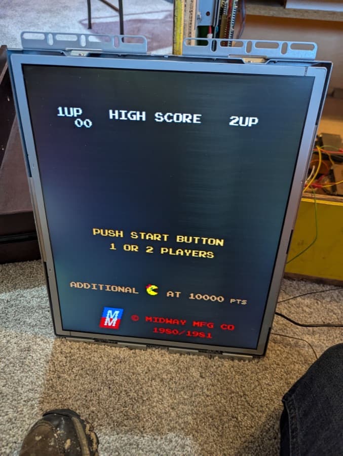 Arcade monitor showing a clean, clear picture after repair