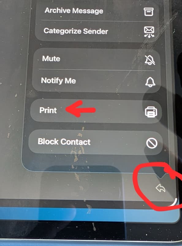iPad print button moved after update
